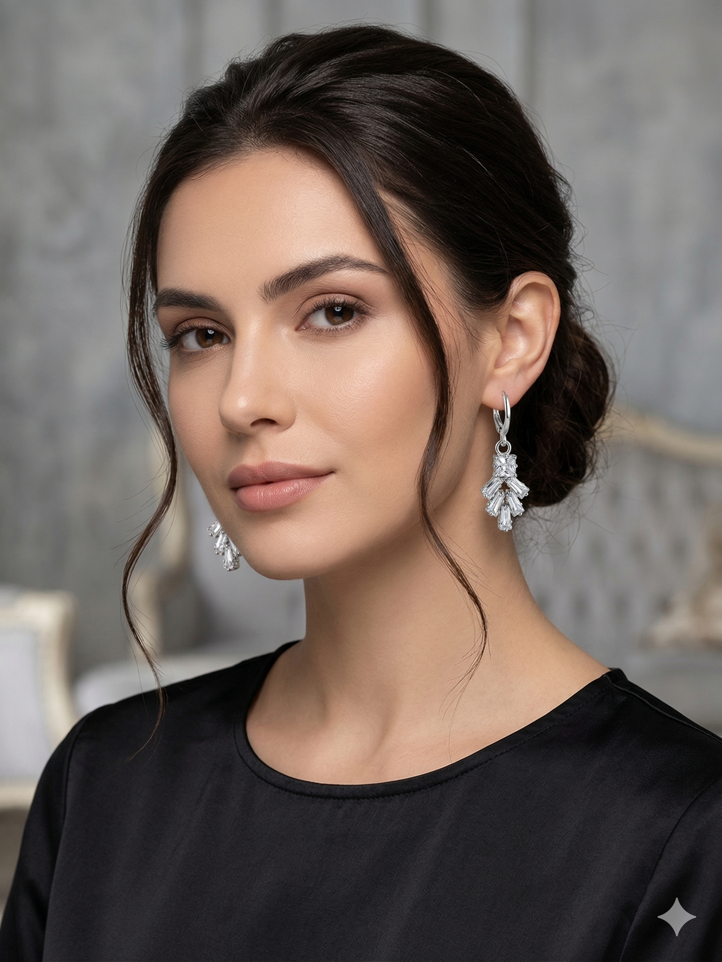 Sparkle Dangle Crystal Drop Hoop Earrings for Women