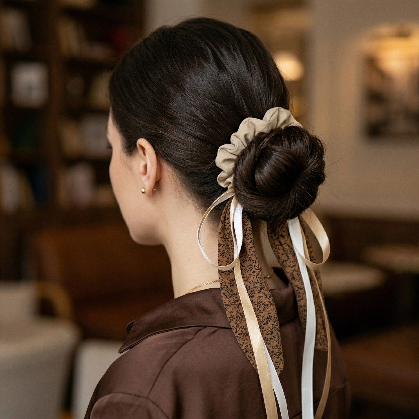 Toasted Almond Ribbon Scrunchie