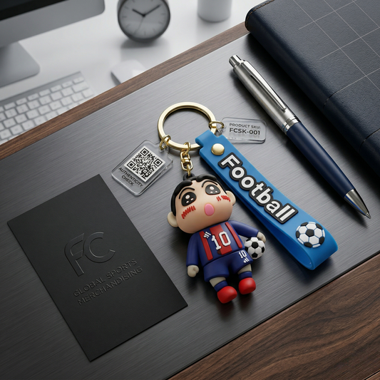 Cute Anime Shinchan Navy Blue T-Shirt Football Cartoon Keychain