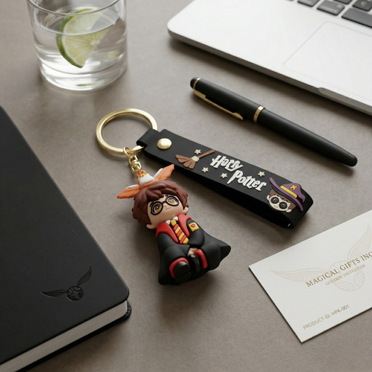 Cute Mini Wizard Harry 3D Keychain | Magic School Buddy Charm for Bags and Keys