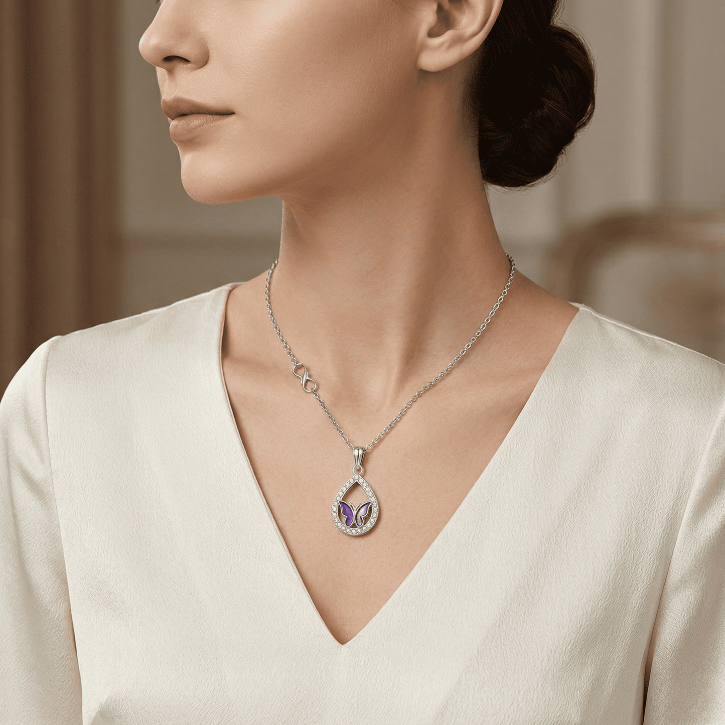 Elegant Butterfly Necklace | Purple Charm Pendant for Everyday Wear