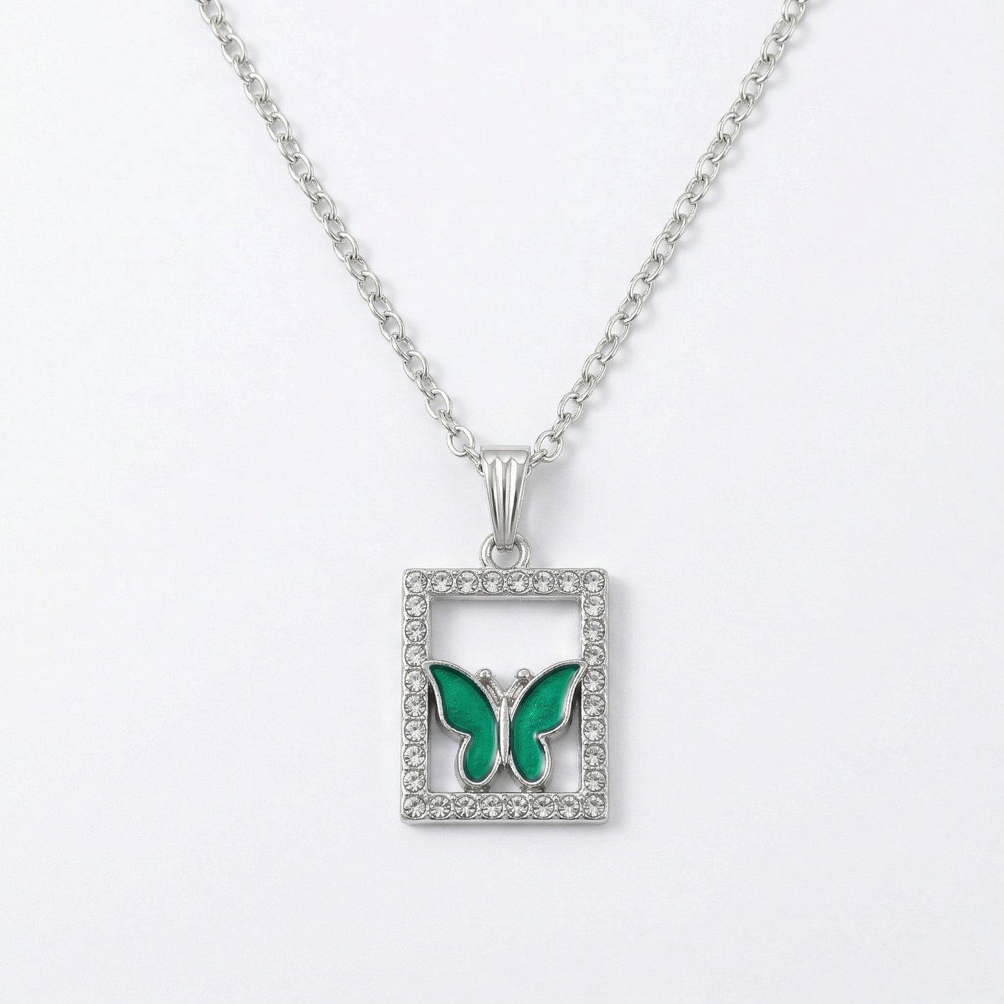 Colorful Crystal Butterfly Pendant Necklace for Women