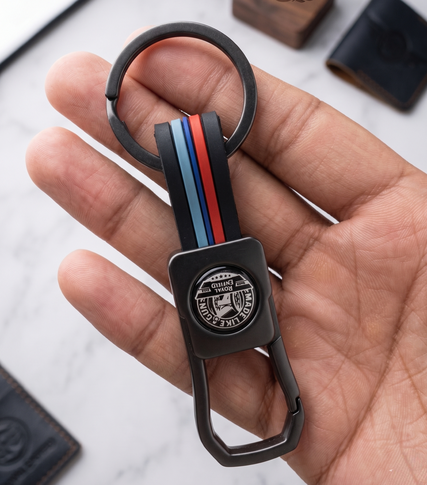 Royal Enfield Metal Keychain with Clip | Stylish Everyday Key Holder for Motorcycles, Scooters & Cars