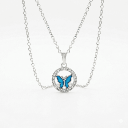 Elegant Butterfly Necklace | Blue Charm Pendant for Everyday Wear