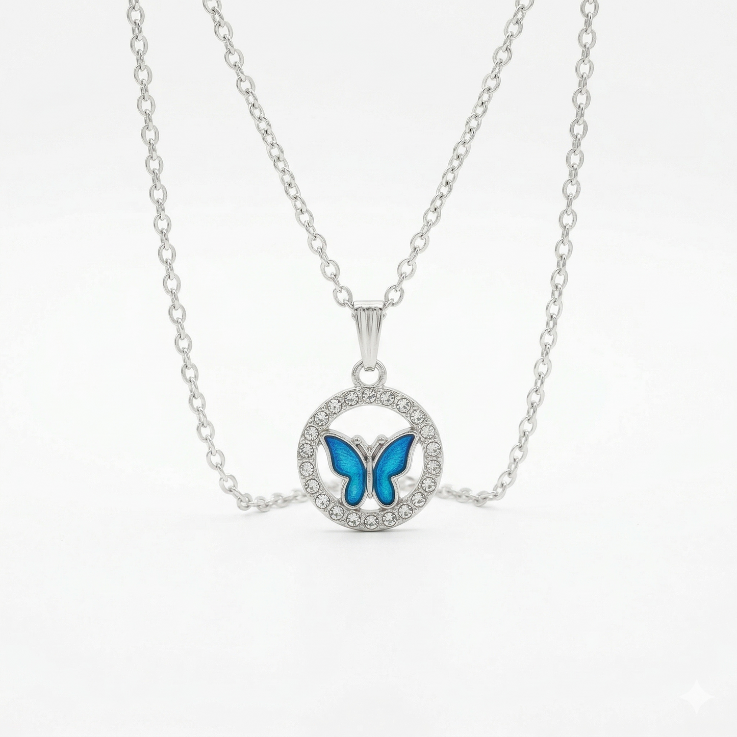 Colorful Crystal Butterfly Pendant Necklace for Women