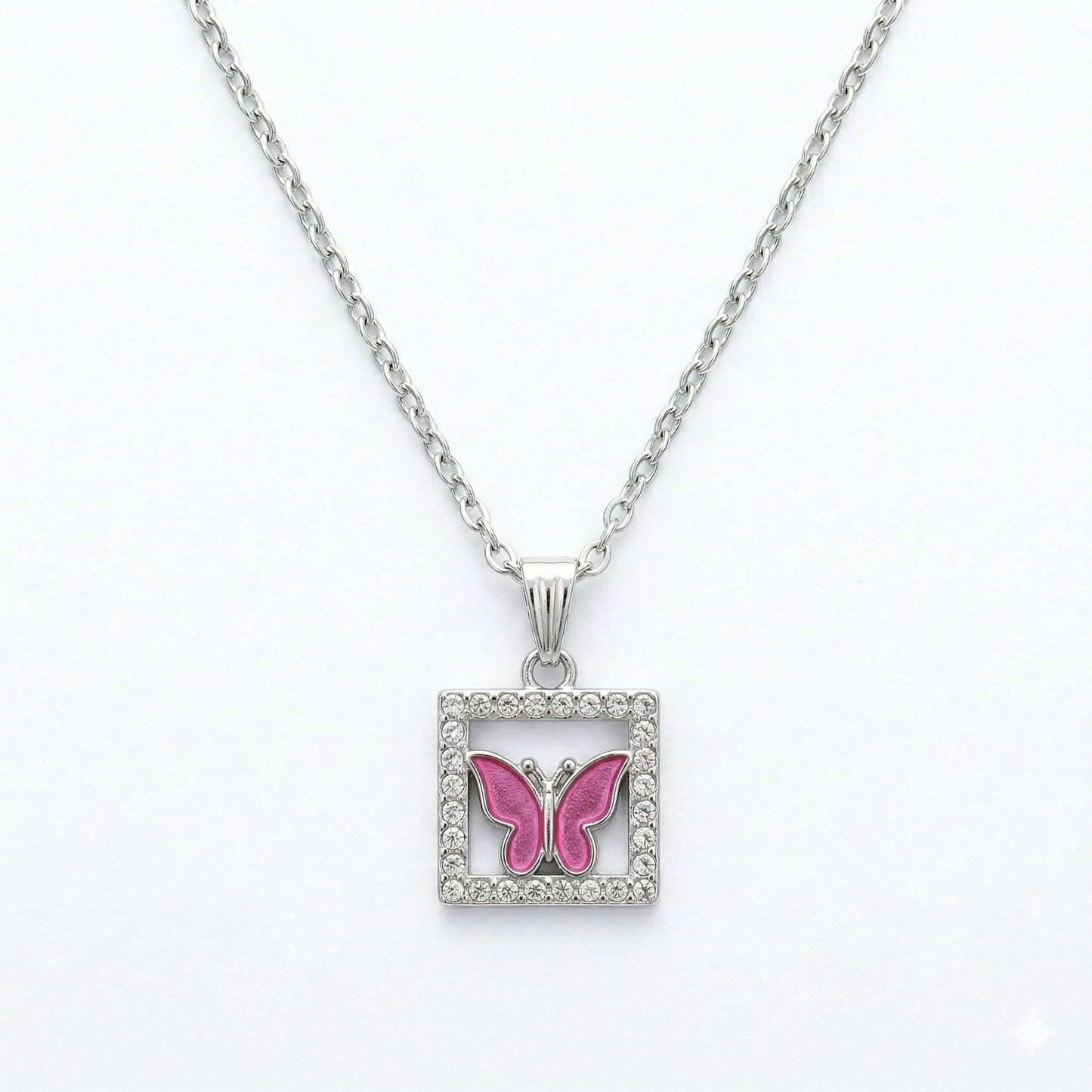 Colorful Crystal Butterfly Pendant Necklace for Women
