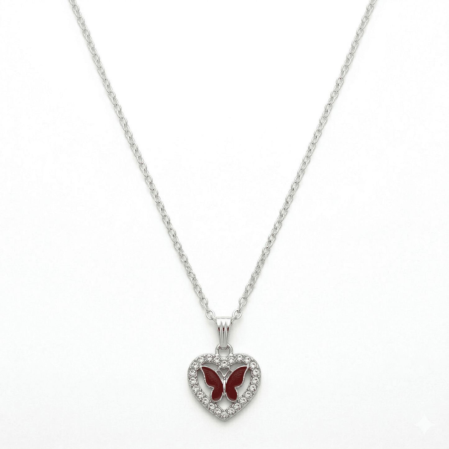 Red Butterfly Heart Pendant | Cute and Elegant Necklace for Women