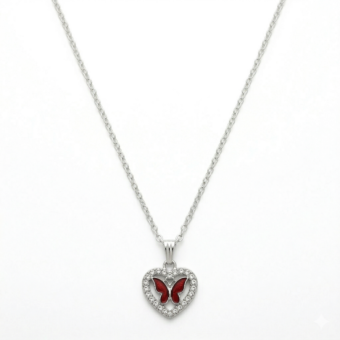 Colorful Crystal Butterfly Pendant Necklace for Women