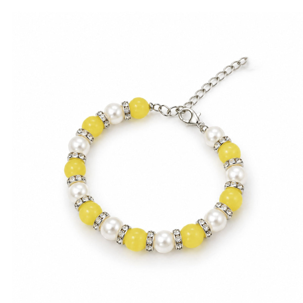 Lemon Yellow Pearl Beaded Bracelet for Women