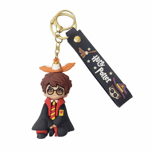 Cute Mini Wizard Harry 3D Keychain | Magic School Buddy Charm for Bags and Keys