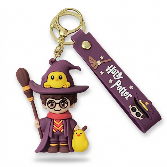 Cute Mini Wizard Harry 3D Keychain | Magic Boy Charm for Bags and Keys