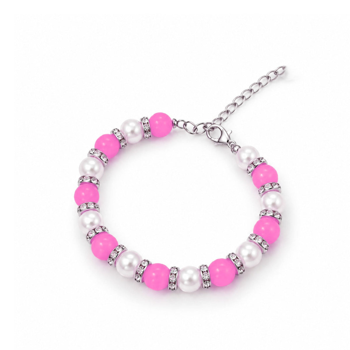 Hot Pink Pearl Beaded Bracelet for Women