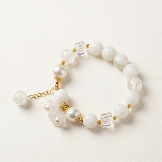 Crystal Pearl Beaded Charm Bracelet