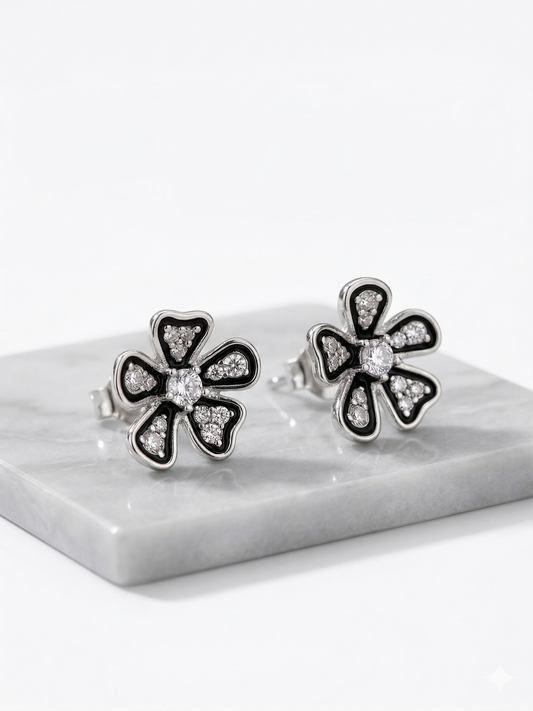 Floral Crystal Stud Earrings | Sparkling Flower Jewelry for Women