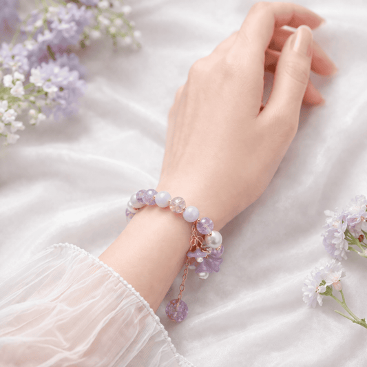 Pink & Lavender Beaded Charm Bracelet Combo | Cute Handmade Bracelet for Women