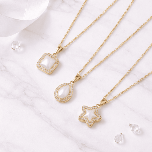Classic Trio Pearl Pendant Necklace Set | Star, Pearl & Teardrop