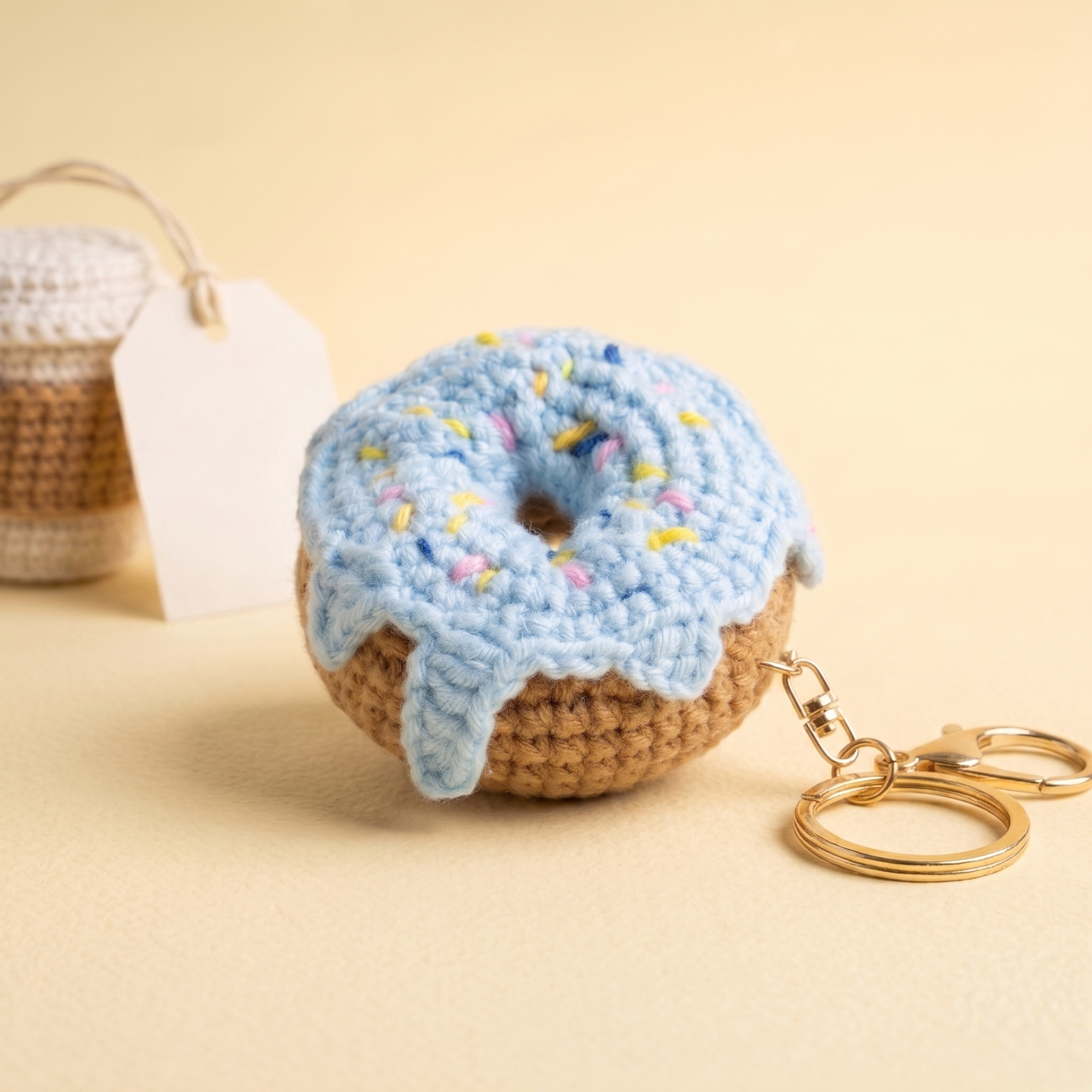 Pastel Frostie Crochet Donut Keychain | Handmade Kawaii Amigurumi Charm