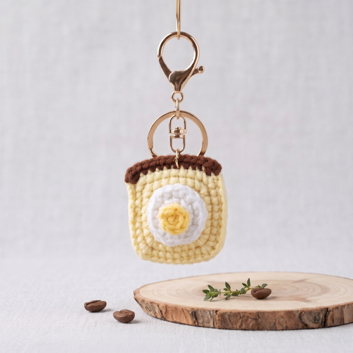 Golden Glow Amigurumi Toast Charm