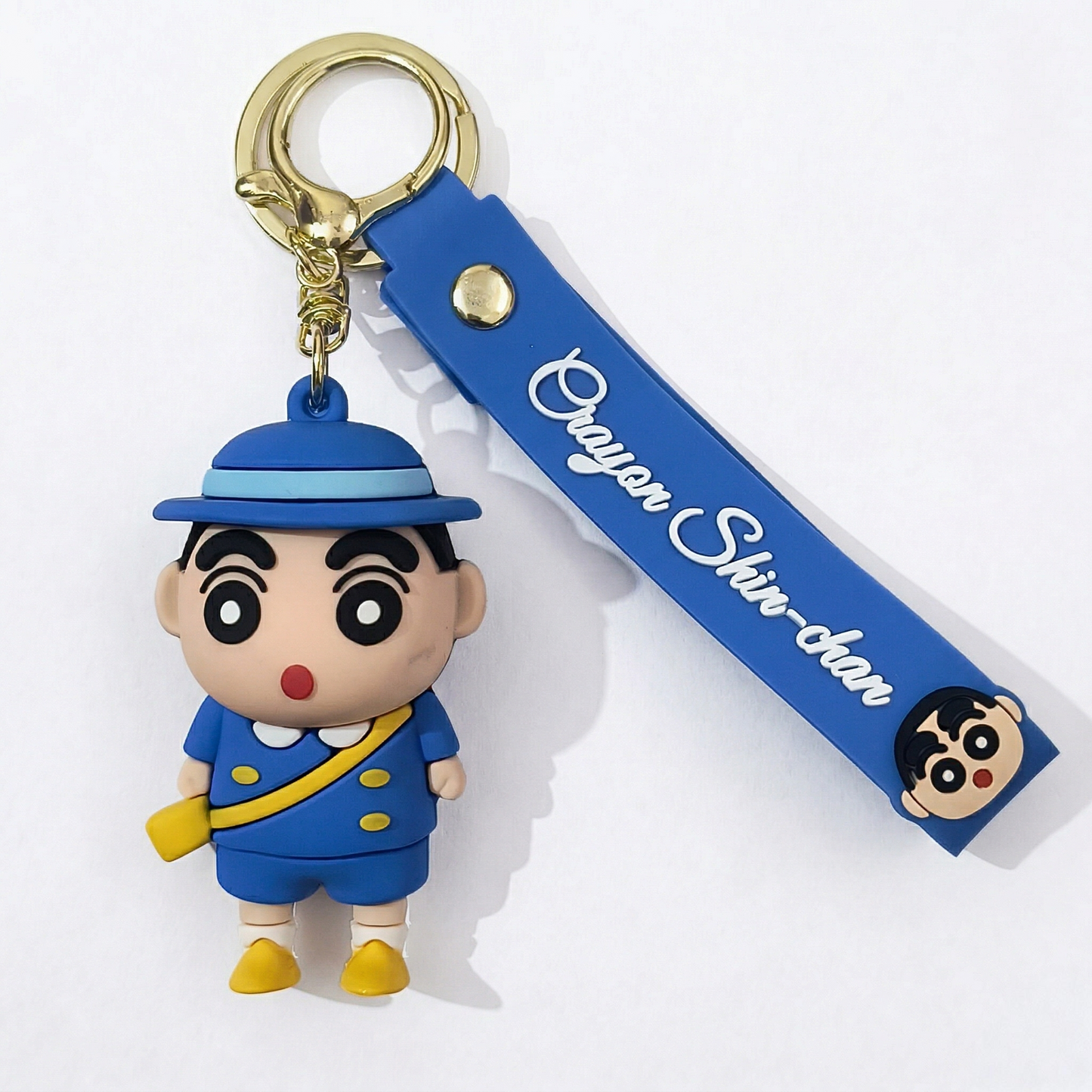 Cute Anime Shinchan Cartoon Keychain with Blue Strap for Keys & Bags