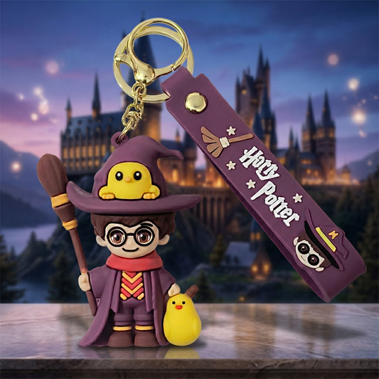 Cute Mini Wizard Harry 3D Keychain | Magic Boy Charm for Bags and Keys