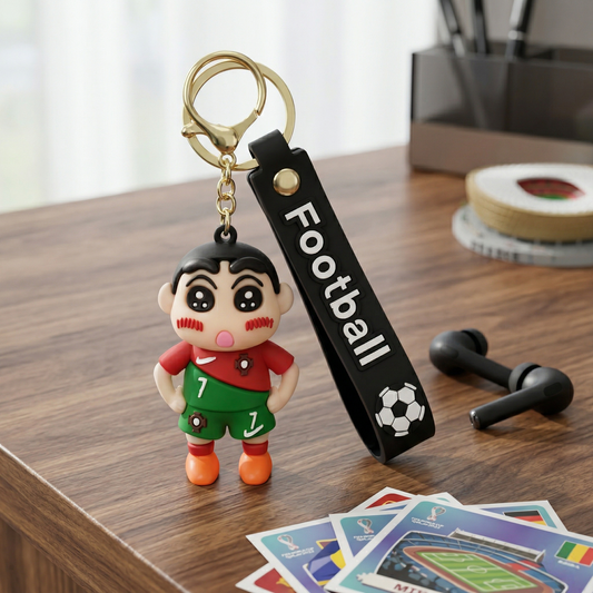 Cute Anime Shinchan Red Green T-Shirt Football Cartoon Keychain