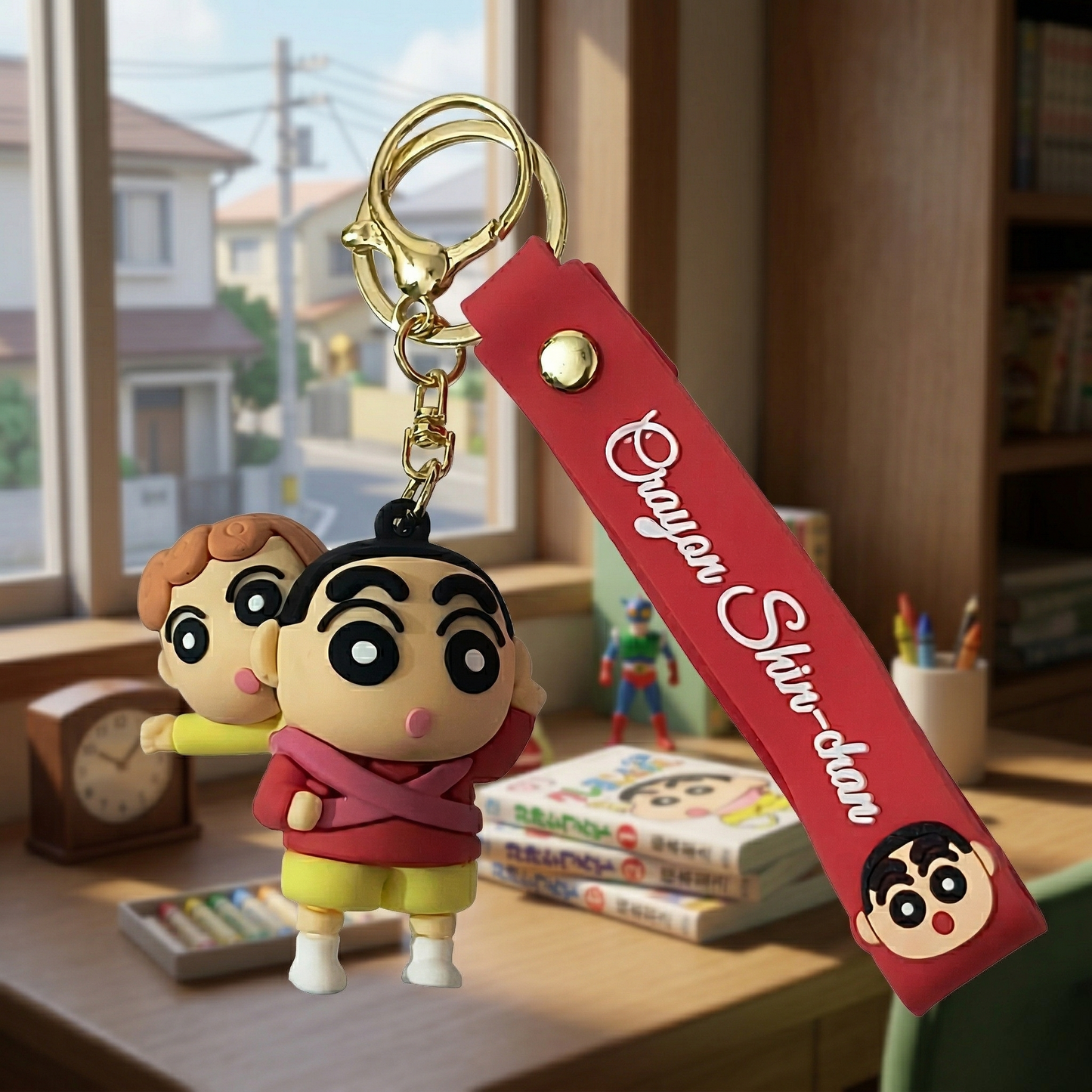 Cute Anime Shinchan Cartoon 3D Keychain | Brother Sister Duo Fun Character