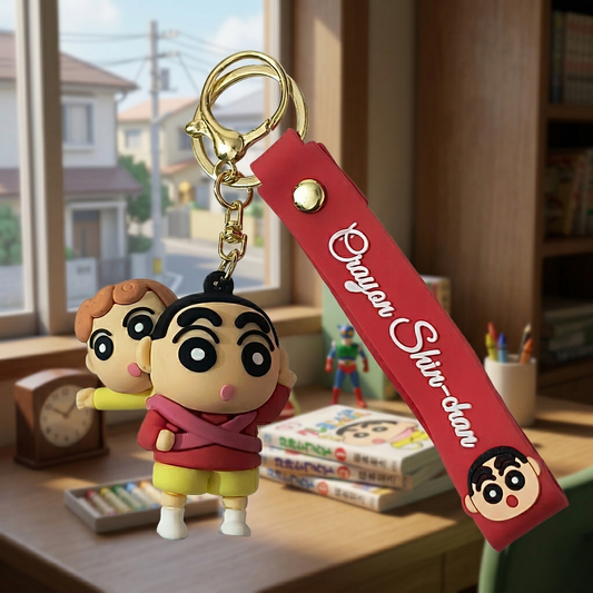 Cute Anime Shinchan Cartoon 3D Keychain | Brother Sister Duo Fun Character