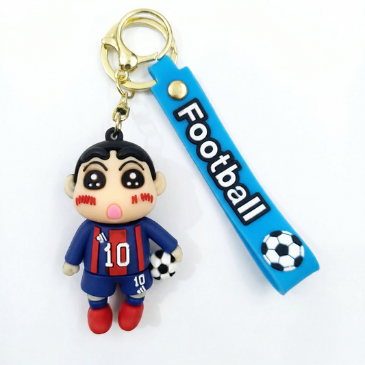 Cute Anime Shinchan Navy Blue T-Shirt Football Cartoon Keychain