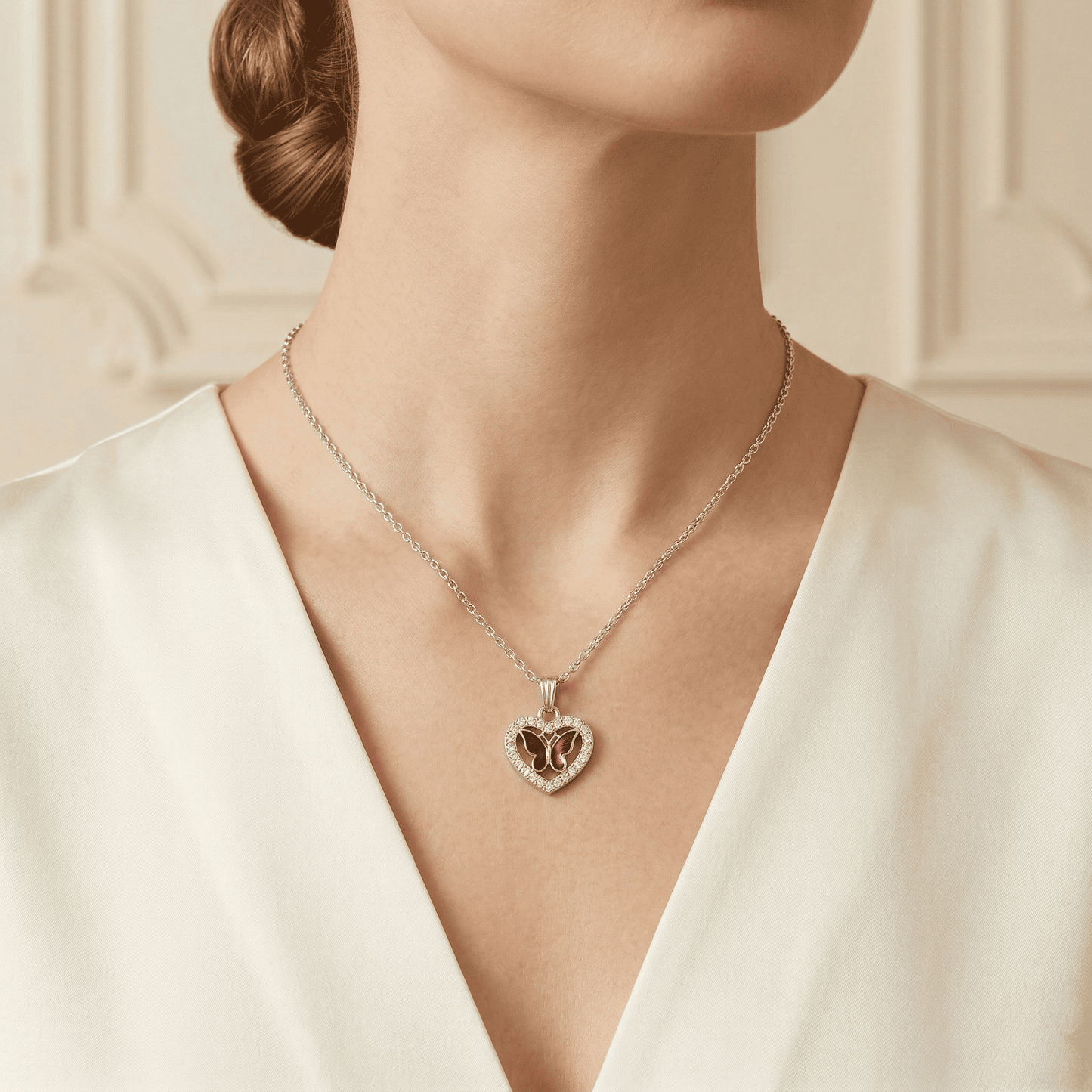 Red Butterfly Heart Pendant | Cute and Elegant Necklace for Women
