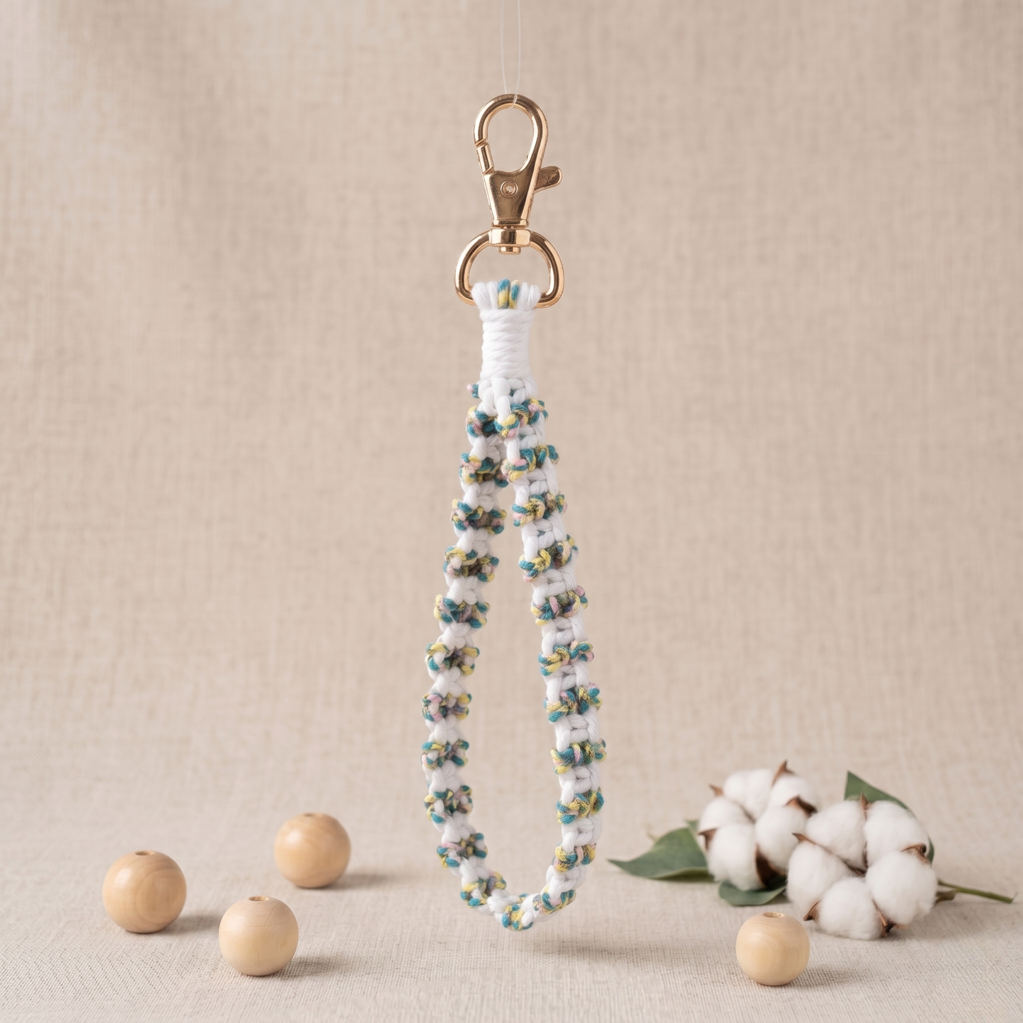 Handmade Macrame Wristlet Keychain | Boho Braided Key Holder