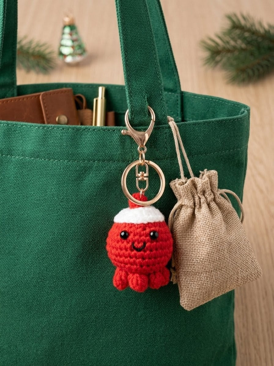 Cute Crochet Mini Ollie the Octopus Keychain | Handmade Amigurumi
