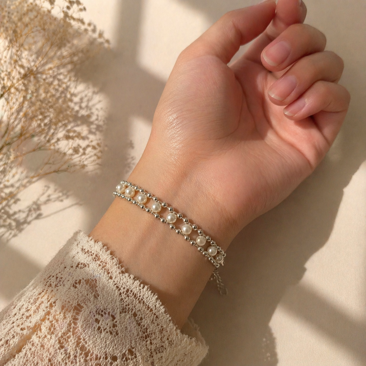 Soft Aesthetic Handmade Pearl Bracelet | Everyday Classic Wristwear Jewelry